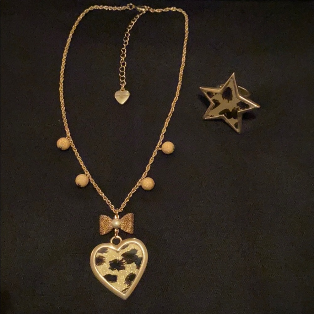 Betsey Johnson necklace and ring